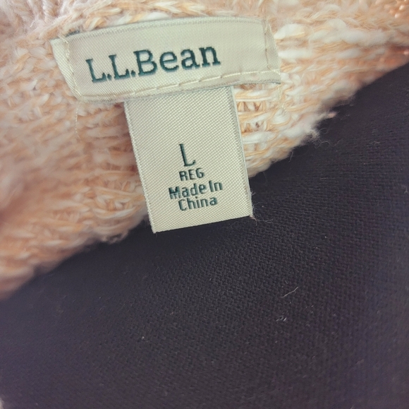 LL Bean Cotton Knitt Ragged Striped Marled Crewneck Pullover Sweater sz L - Picture 5 of 5